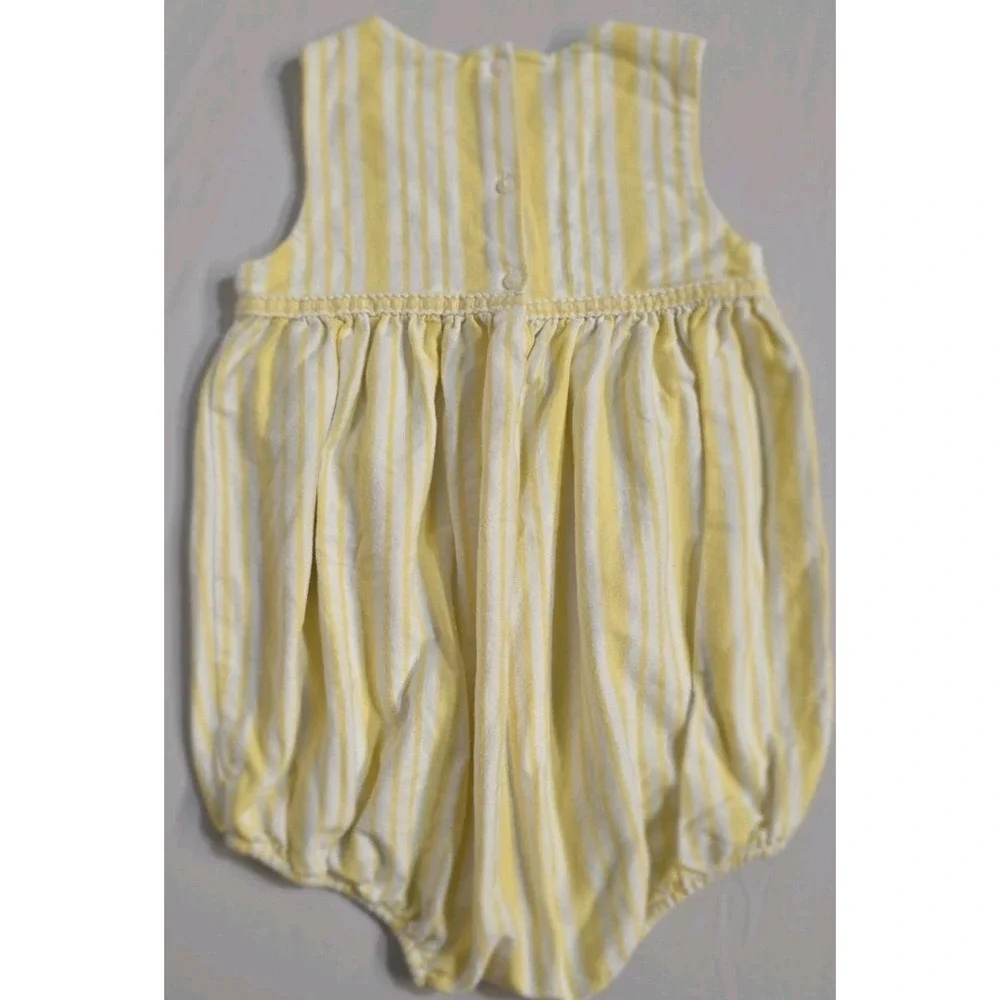 Ralph Lauren Girls Striped‎ Oxford Bubble Shortall Yellow/White Pink Logo Sz 24m
